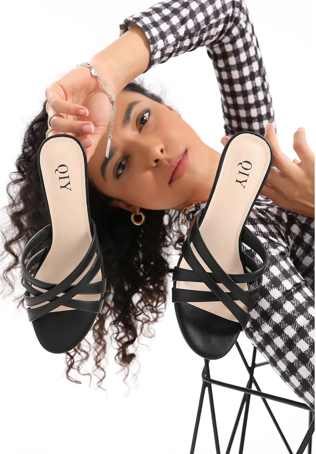 for Women Strappy Low Heels Open Rounded Toe Mules Slip on Slide unresolved Sandals Comfort Dress Shoes Kitten Heels 