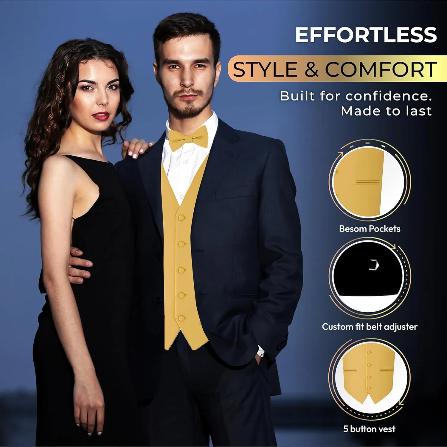 Formal Waistcoat Tuxedo Dress Vest Necktie BowTie Handkerchief Set For Suit or Tuxedo peat meager juice amplification ware myriad Oliver George 4pc Men's Solid 