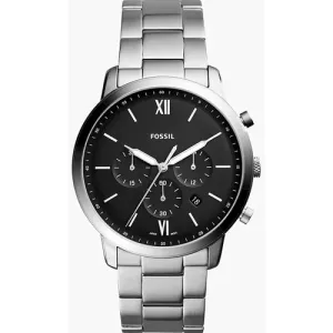 Fossil Neutra Men's Black Dial & Silver Chain Watch