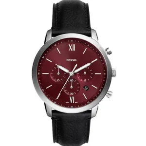 Fossil Neutra Men's Burgundy Dial & Black Strap 44 MM Watch