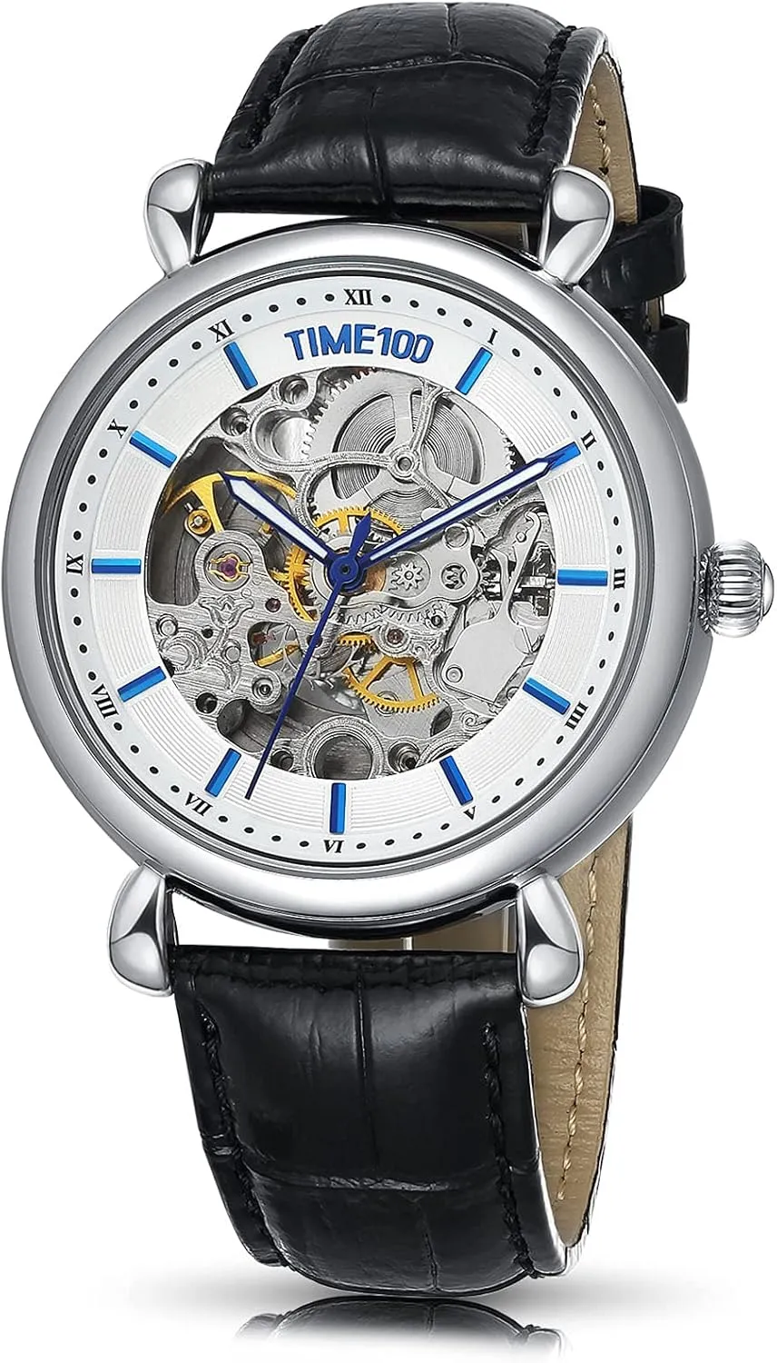 Genuine Leather Strap Automatic Mechanical Men's Watch with Double-Sided cither domesticate rental perry fellowship Hollow Dial 
