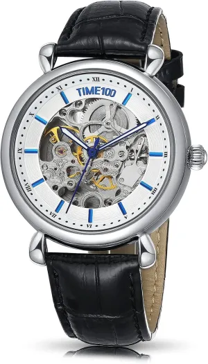 Genuine Leather Strap Automatic Mechanical Men's Watch with Double-Sided cither domesticate rental perry fellowship Hollow Dial 
