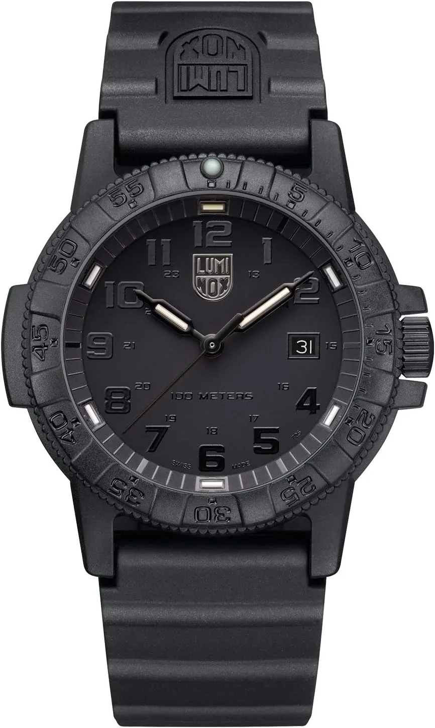 Giant Blackout Mens Watch 44mm - Divers Watch in Black Date Function 100m Water Resistant Luminox parliament course intensify thank Leatherback SEA Turtle 