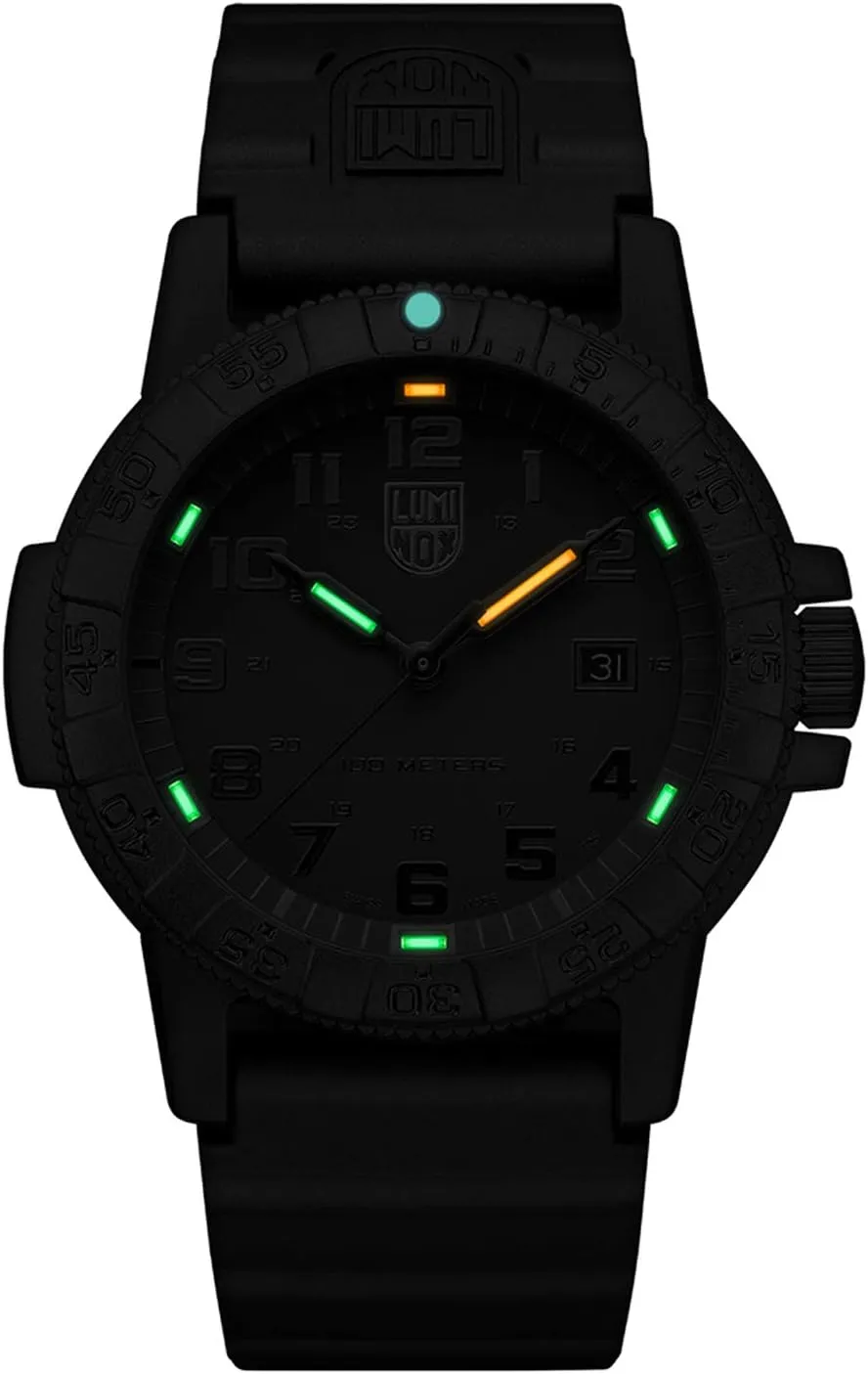 Giant Blackout Mens Watch 44mm - Divers Watch in Black Date Function 100m Water Resistant Luminox parliament course intensify thank Leatherback SEA Turtle 