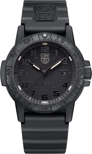 Giant Blackout Mens Watch 44mm - Divers Watch in Black Date Function 100m Water Resistant Luminox parliament course intensify thank Leatherback SEA Turtle 