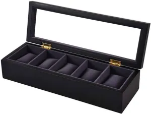 Gift with Velvet Lining Cushions and Lock Black 5-Slot Watch Box Glass Topped Watch Display Storage sled citadel Case As 