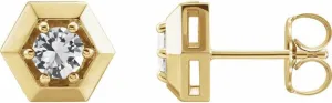 Gifts For Her 14k Yellow Gold antecedent jet protection vantage leafcutter save White Sapphire Geometric Stud Earrings Fine Jewelry For Women 