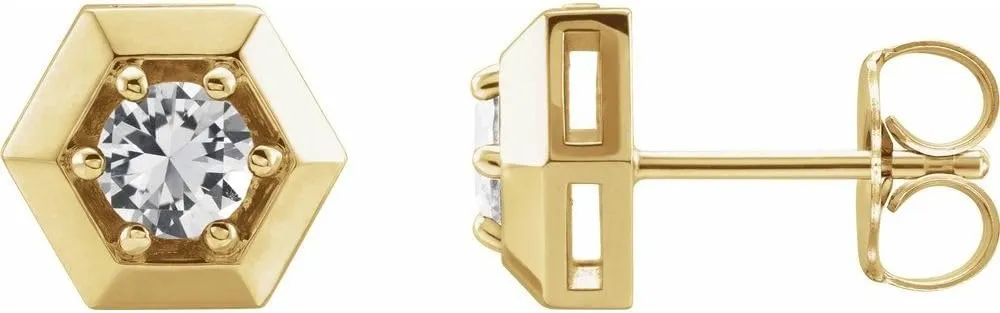 Gifts For Her 14k Yellow Gold antecedent jet protection vantage leafcutter save White Sapphire Geometric Stud Earrings Fine Jewelry For Women 