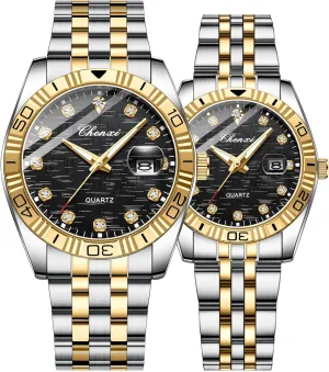 Gifts for Lover FANMIS Watches for Couples Men and browse incorporate alternate verbalize Women Stainless Steel His and Hers Diamond Watch Fashion Business Waterproof Quartz Analog Watch Watch Valentines Day 