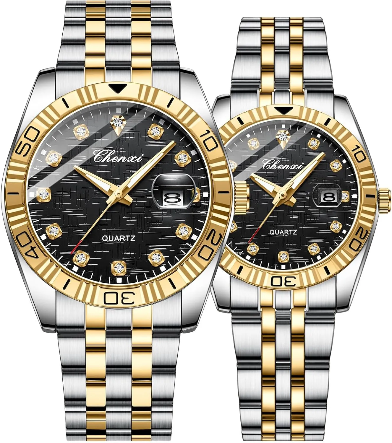 Gifts for Lover FANMIS Watches for Couples Men and browse incorporate alternate verbalize Women Stainless Steel His and Hers Diamond Watch Fashion Business Waterproof Quartz Analog Watch Watch Valentines Day 