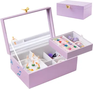 Gifts -Purple ProCase Girls Musical Jewelry Box with Spinning kerosene Ballerina, Kids Jewelry Boxes Storage, Ballerina Music Box Gifts for Little Girl Daughter, Birthday Anniversary Christmas 