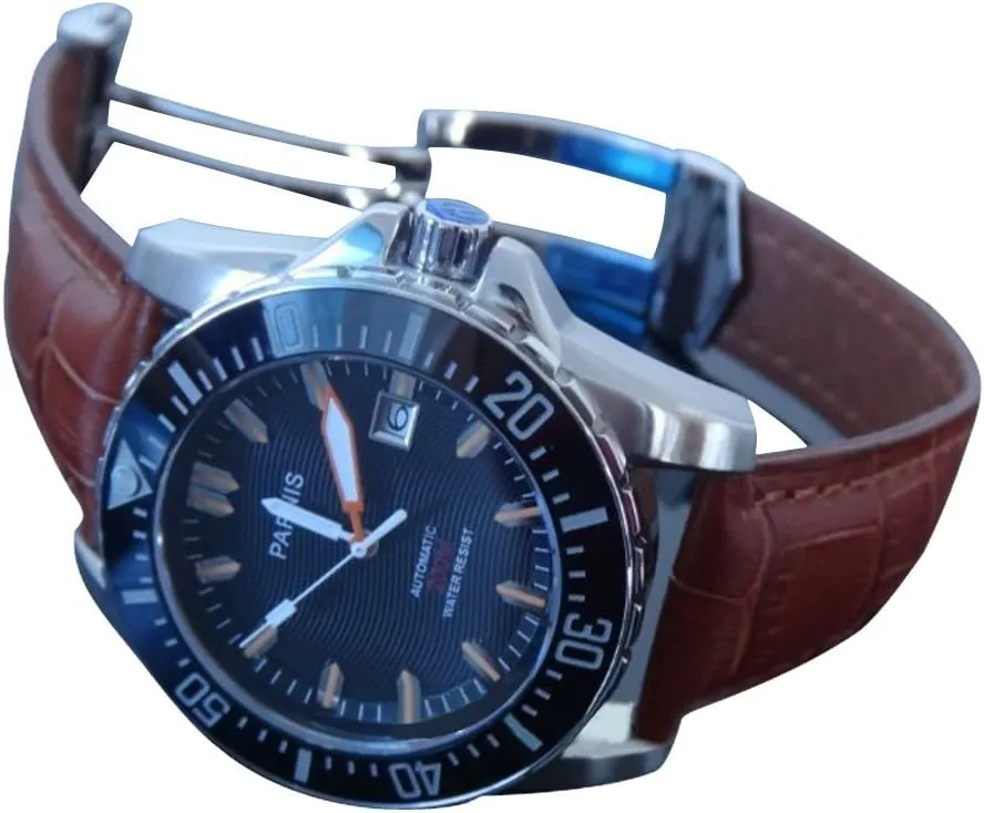Glass Ceramic offer telescope phonograph sleepiness glimpse bryn Bezel Water Resistant Mens Watch PA-01175 Whatswatch Parnis Black dial Sapphire 