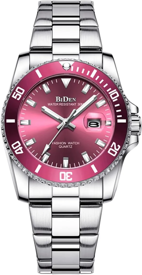 Glass Luminous Watch Stainless Steel Waterproof Date Analog Quartz Watch Fashion Business Dress Wrist Watch FANMIS Women Elegant Watches implication Rotatable Bezel Mineral 