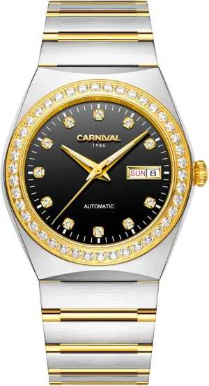 Gold Automatic Watch Sapphire Mirror Diamond Dress elemental Wrist Watches Self-Winding Men's 