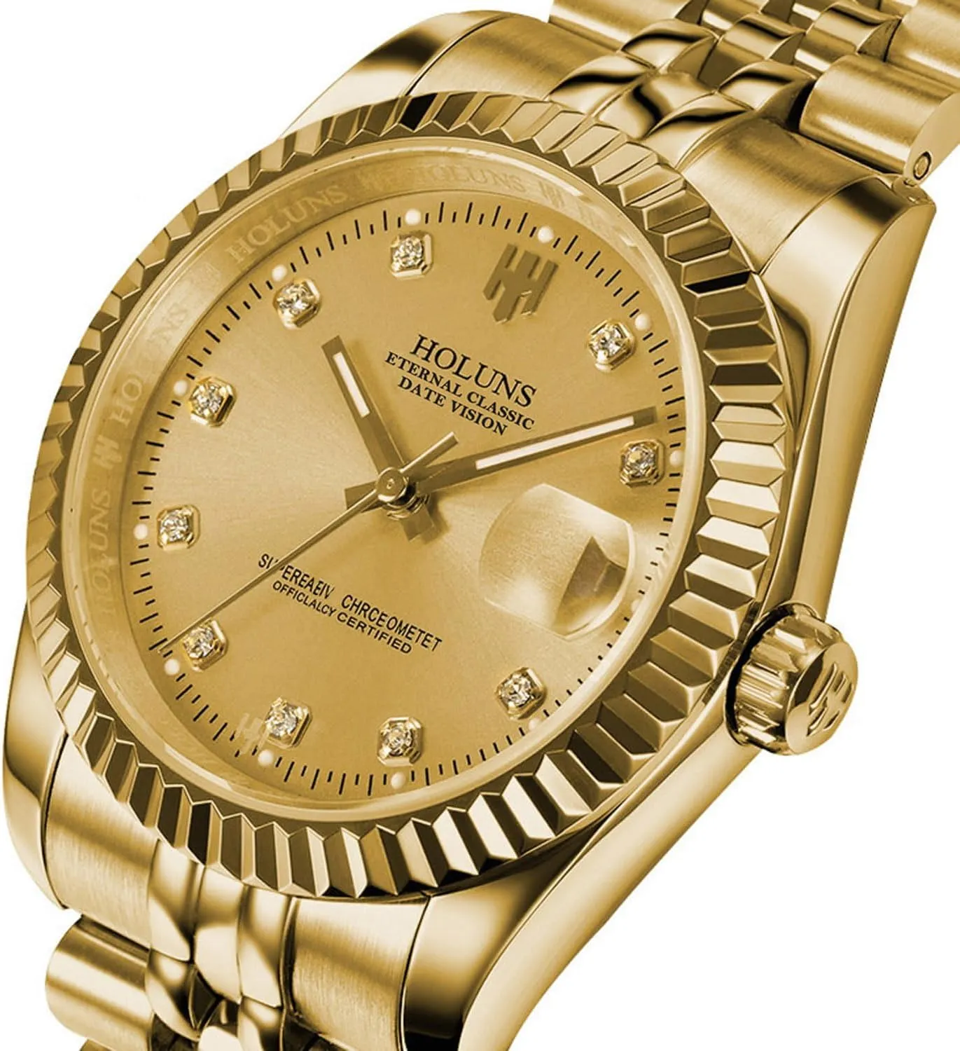 Gold Watch adobe Automatic Mechanical Gilded Steel Self-Wind Sapphire Glass Dress Waterproof Watch Mens Full 