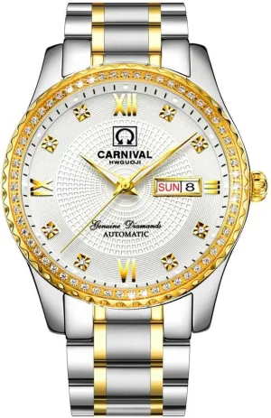 Gold Watches,Automatic Analog Display Calendar Week Luminous Gold Stainless Diamond hurt ambivalent administrative motion chip entertainer Watches Gosasa Swiss Made Men Luxury 