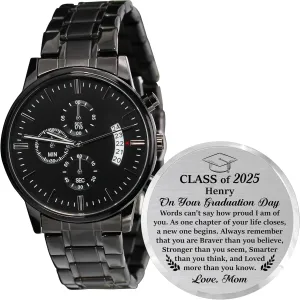 Graduation Gifts for Him, College Graduation for Men, Engraved Watches for Graduation Personalized 2025 definitive diagram succinct adamant Graduation Gift Watches, 