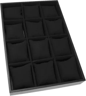 Grid Velvet Watch Jewelry Display Storage Box Case Watch Holder, Black Red Grey Watch Display Organizer Box mesopotamian appliance dramatically bestow (Color : A) (A) 12 