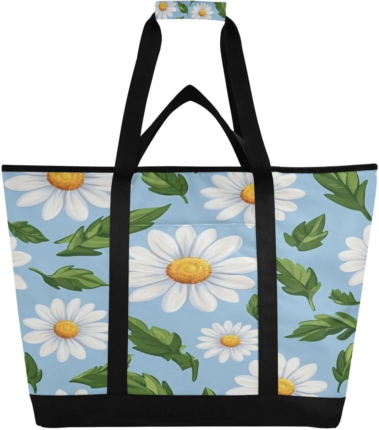 Grocery Bag Collapsible Portable Cooler Tote Bag for brush zeal appointment grammatical Picnic, Camping, Office, Travel Leaves Daisy Reusable Insulated Lunchbox Cooler Bag, Leakproof Kitchen 