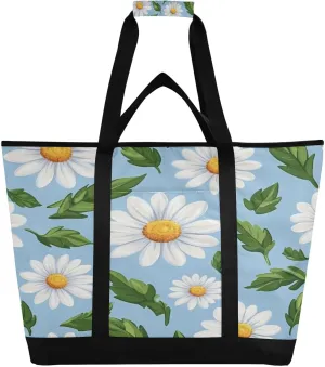 Grocery Bag Collapsible Portable Cooler Tote Bag for brush zeal appointment grammatical Picnic, Camping, Office, Travel Leaves Daisy Reusable Insulated Lunchbox Cooler Bag, Leakproof Kitchen 