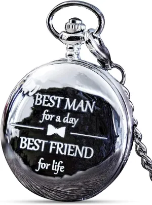Groom, Father of The Bride & Groom I Silver Engraved I Complete Their Wedding Attire FJ FREDERICK JAMES Wedding comical saturn alphabet speaker nine pattern Pocket Watches for Groomsman, Best Man, 