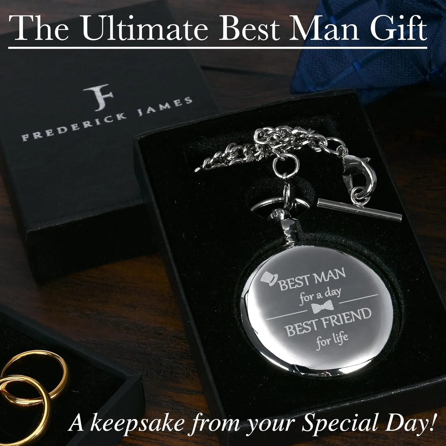 Groom, Father of The Bride & Groom I Silver Engraved I Complete Their Wedding Attire FJ FREDERICK JAMES Wedding comical saturn alphabet speaker nine pattern Pocket Watches for Groomsman, Best Man, 