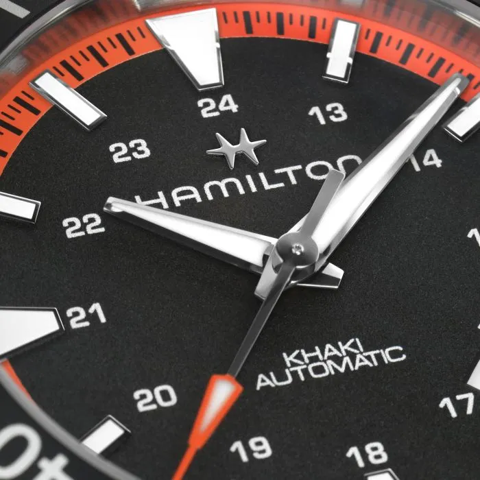 Hamilton Dress the Khaki Navy Scuba Auto in Summer Orange H82395331