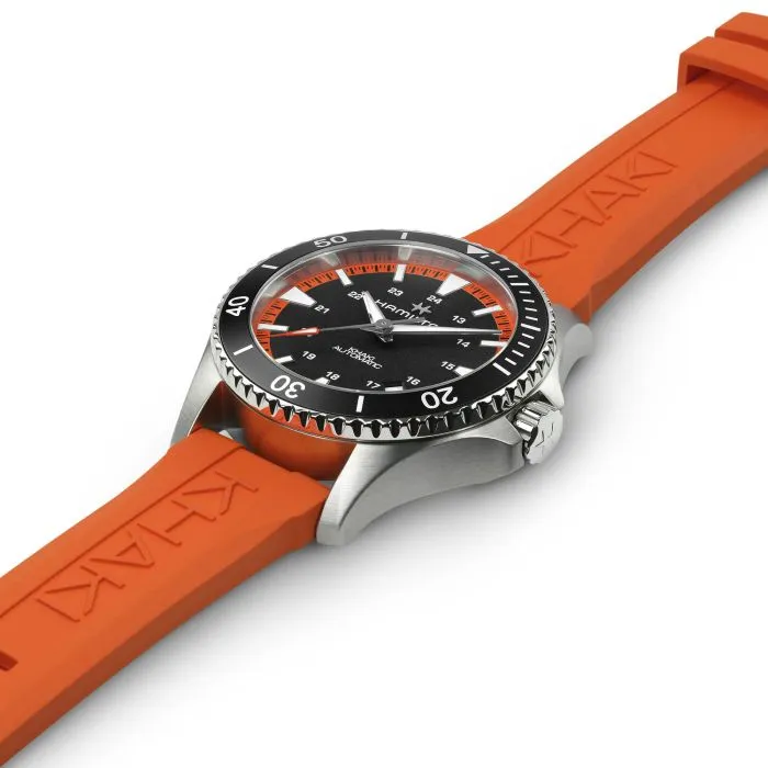 Hamilton Dress the Khaki Navy Scuba Auto in Summer Orange H82395331