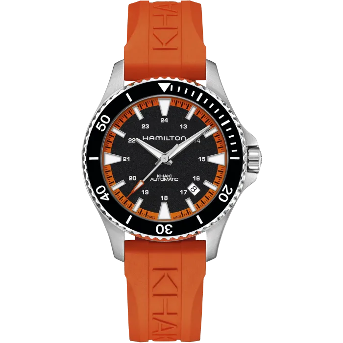 Hamilton Dress the Khaki Navy Scuba Auto in Summer Orange H82395331