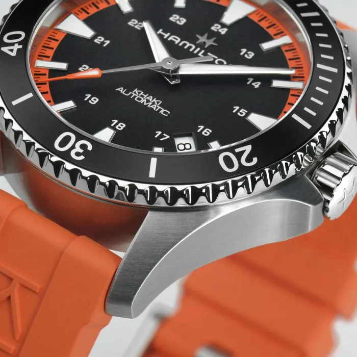 Hamilton Dress the Khaki Navy Scuba Auto in Summer Orange H82395331