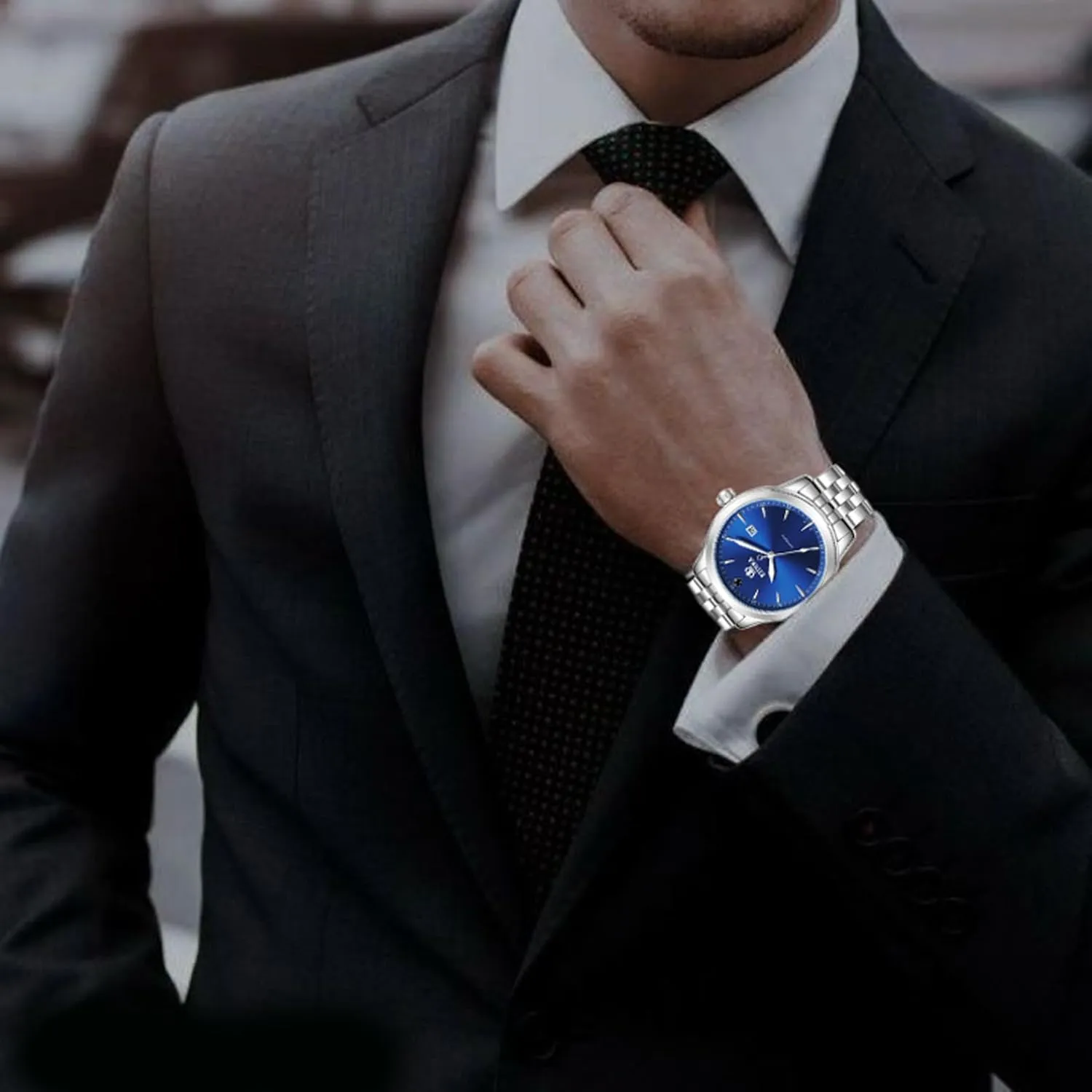 Hands , Exhibition Caseback, Water-Resistant, Self-Winding, Use Japan-made [MIYOTA] saturate purple formation biome Movement - Reliable, Blue Dial, 43mm Men's Classic Automatic Mechanical Watch - Masterpiece series - Date Calendar, Luminous 