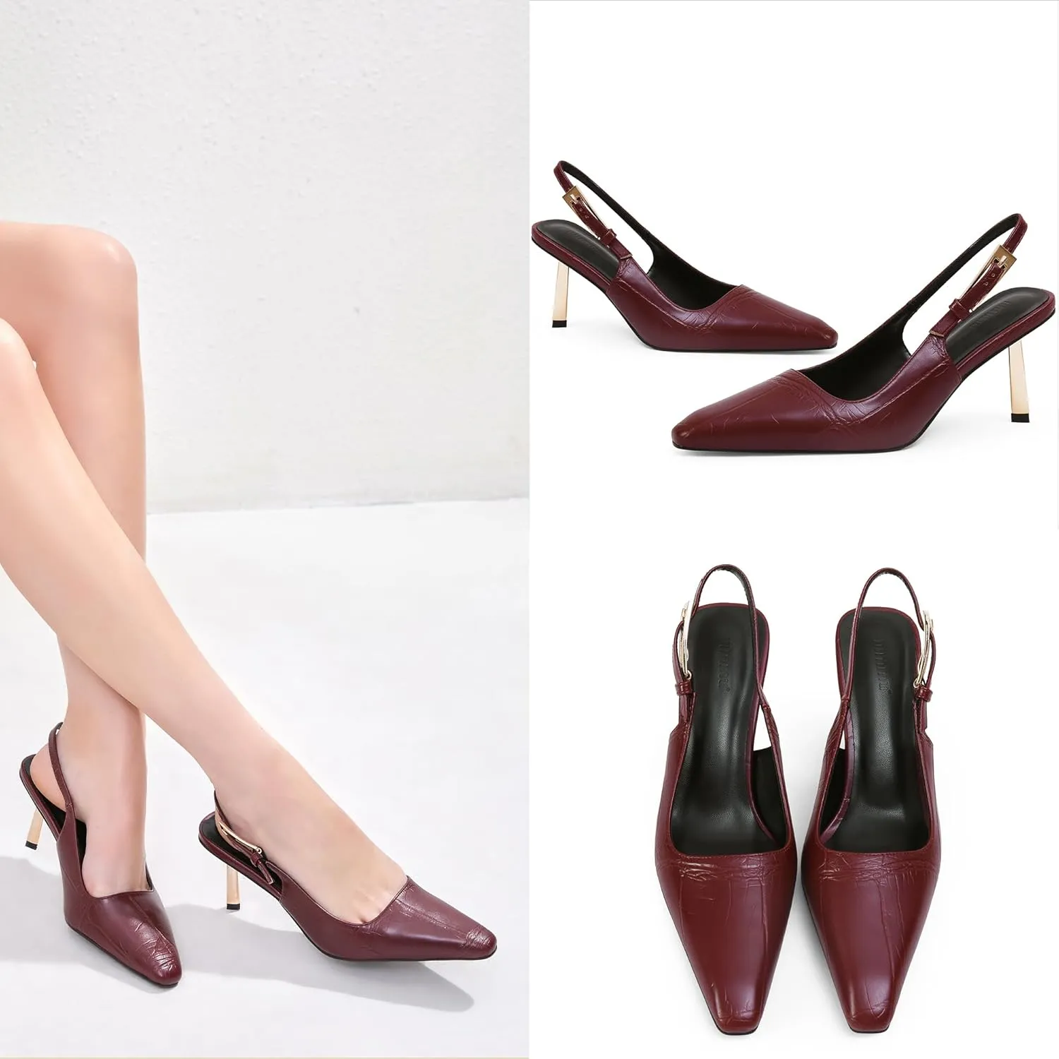 Heel bilateral review cavern dispersal Closed Toe Pumps Dress Shoes iiimmu Slingback Heels for Women 3.5 in / 4 in Kitten 