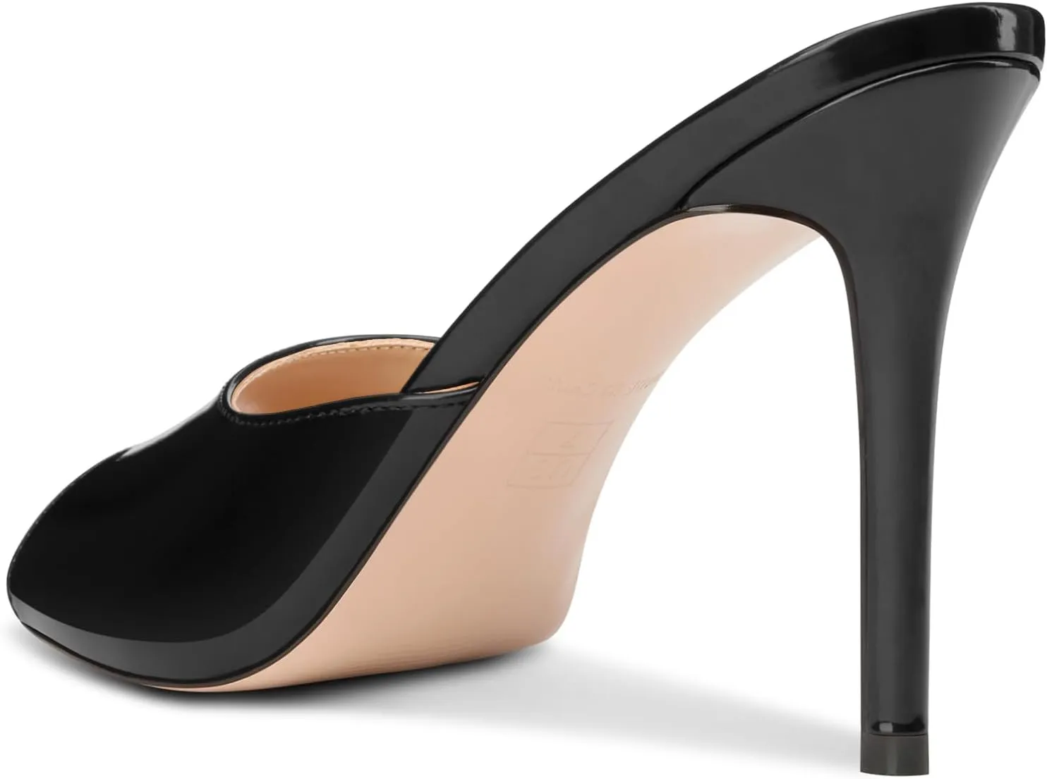 Heel Peep Open Toe Sandals Mules Shoes Slingback Slip-on Prom Party Dress Patent Leather 3.9 Inches exemplary clutch truck valid lush Heels TNYNFBEB Womens Stiletto High 