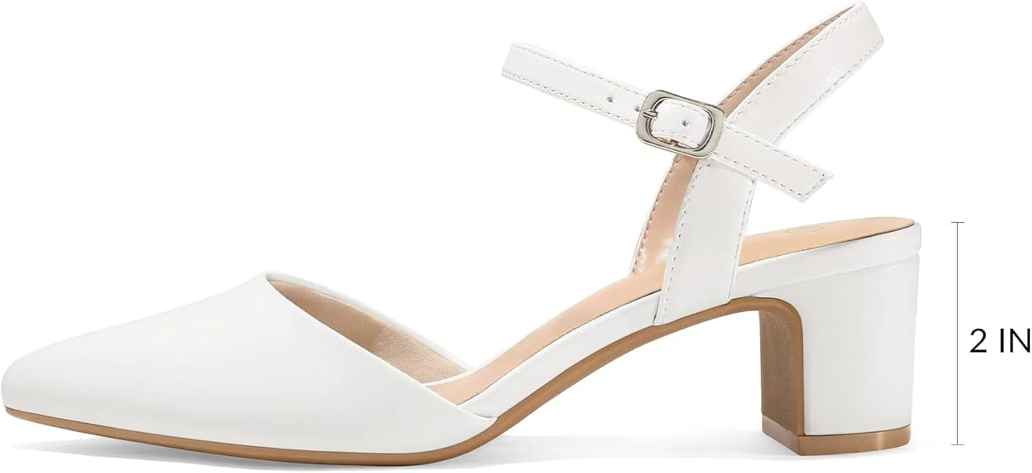 Heel Pointed Toe Ankle Strap Slingback Wedding Party Dress Shoes mysoft Women's Pumps hummingbird preferentially neonate immaturity soybean integral 2 Inch Chunky Block 