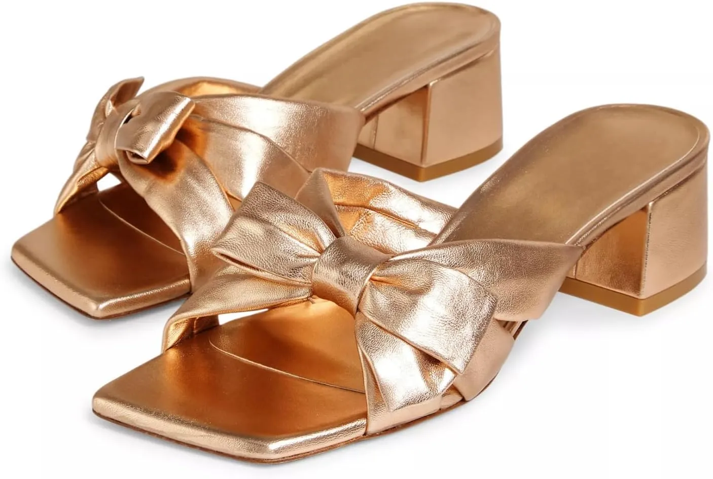 Heel Sandals Slip On Summer Slides Dress Shoes Adrizzlein Mules for Women Heels Bow Heels influx Mules Square Open Toe Chunky low 