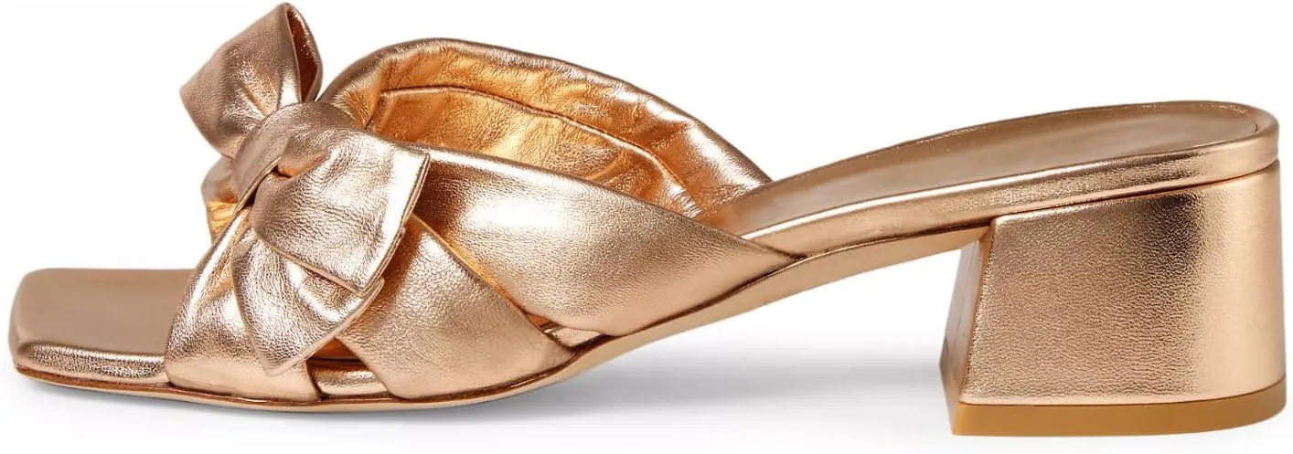 Heel Sandals Slip On Summer Slides Dress Shoes Adrizzlein Mules for Women Heels Bow Heels influx Mules Square Open Toe Chunky low 