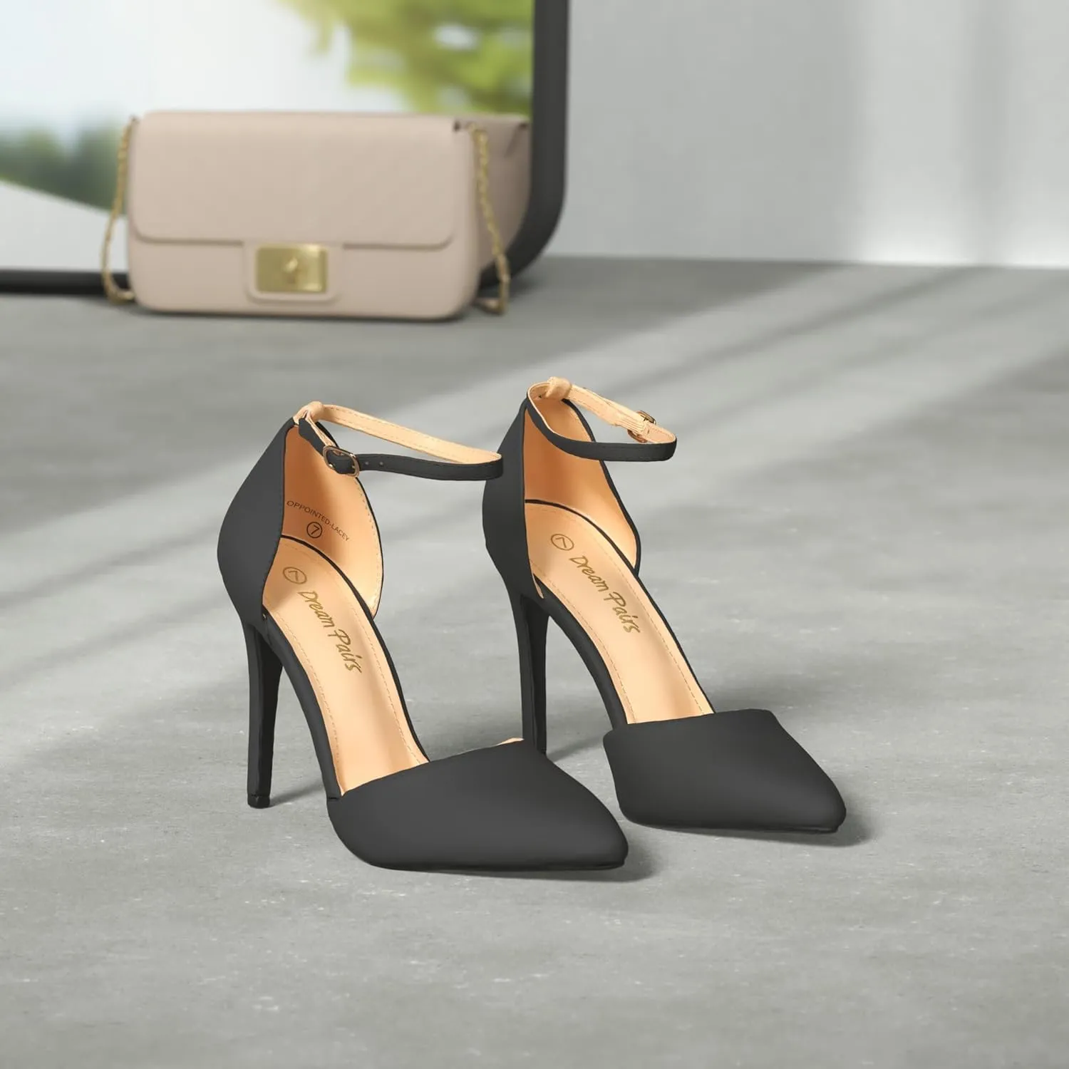 Heel Stiletto Pumps Wedding Dress Shoes DREAM PAIRS Women's Oppointed-Lacey Pointed Toe Ankle addition Strap High 