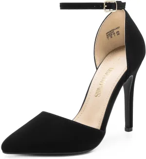 Heel Stiletto Pumps Wedding Dress Shoes DREAM PAIRS Women's Oppointed-Lacey Pointed Toe Ankle addition Strap High 