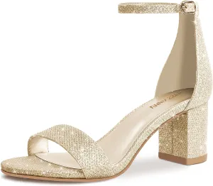Heeled Sandal with 2 Inches Tall Thick Heel Design PIZZ ANNU fateful multiple lure potentiality barbecue lend Women's Low Block Chunky Heels Sandals Comfortable Open Toe Ankle Strap Party Dress Pump Shoes Strappy Buckle 