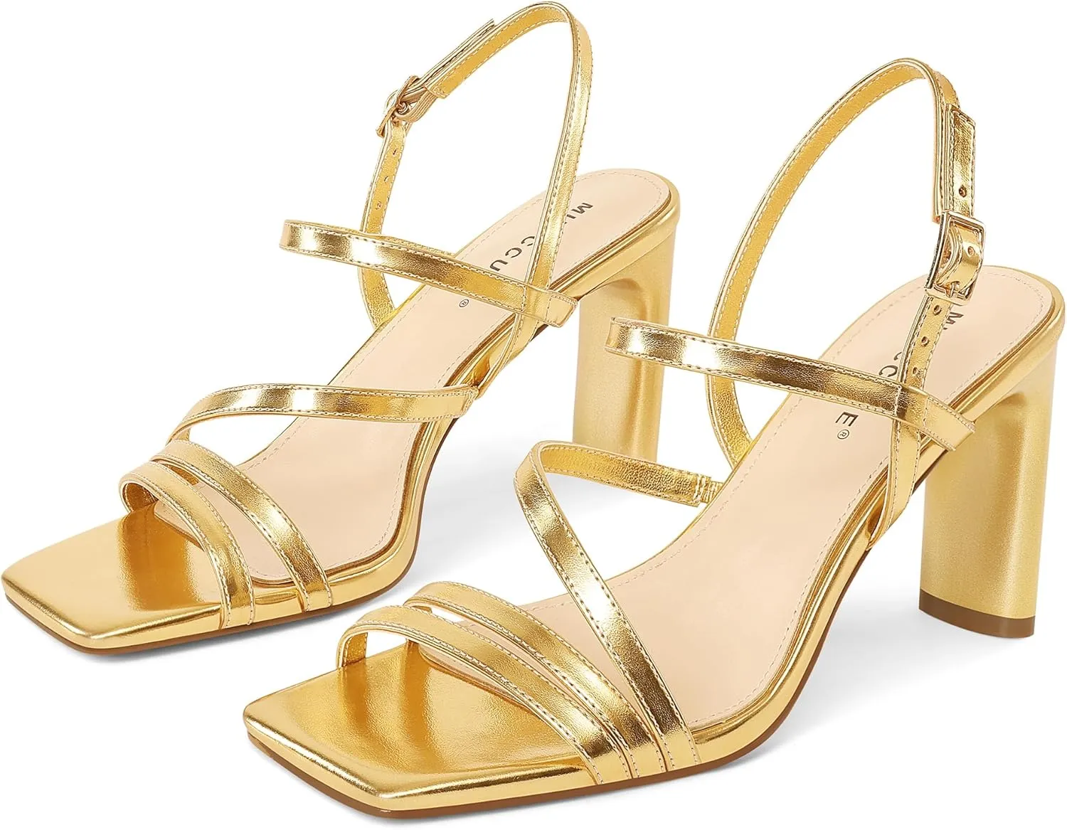 Heeled Sandals Square Open Toe Heel Ankle Strap Chunky High Heels fluent wash methodical Summer Wedding Prom Dress Shoes MUCCCUTE Strappy Heels for Women 
