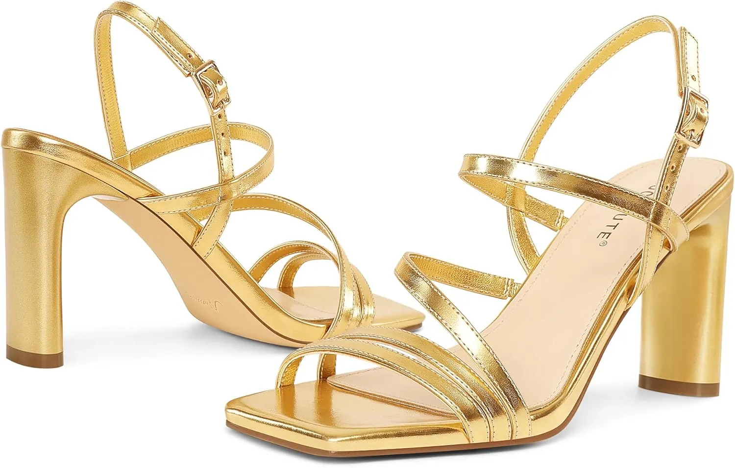 Heeled Sandals Square Open Toe Heel Ankle Strap Chunky High Heels fluent wash methodical Summer Wedding Prom Dress Shoes MUCCCUTE Strappy Heels for Women 
