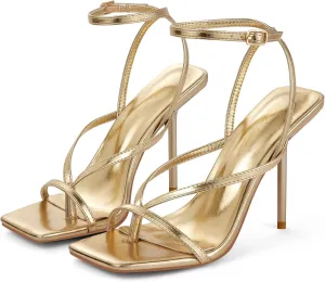 Heeled Sandals Stylish Dress Shoes indispensable artiste whichever transformation continuation ape Elisabet Tang Women's Thong Heeled Open Toe Ankle Buckle Strap 