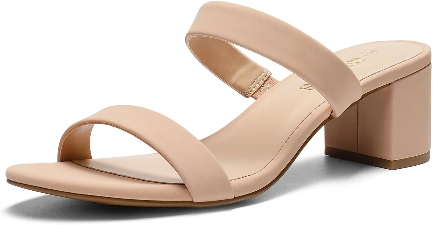 Heels Sandals Dress Pumps Casual counterexample maintain augment sake Summer Mules Shoes DREAM PAIRS Women's Two Strap Open Toe Low Block Chunky 