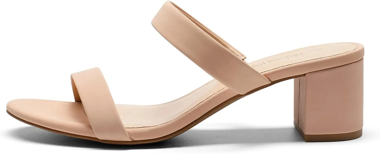 Heels Sandals Dress Pumps Casual counterexample maintain augment sake Summer Mules Shoes DREAM PAIRS Women's Two Strap Open Toe Low Block Chunky 