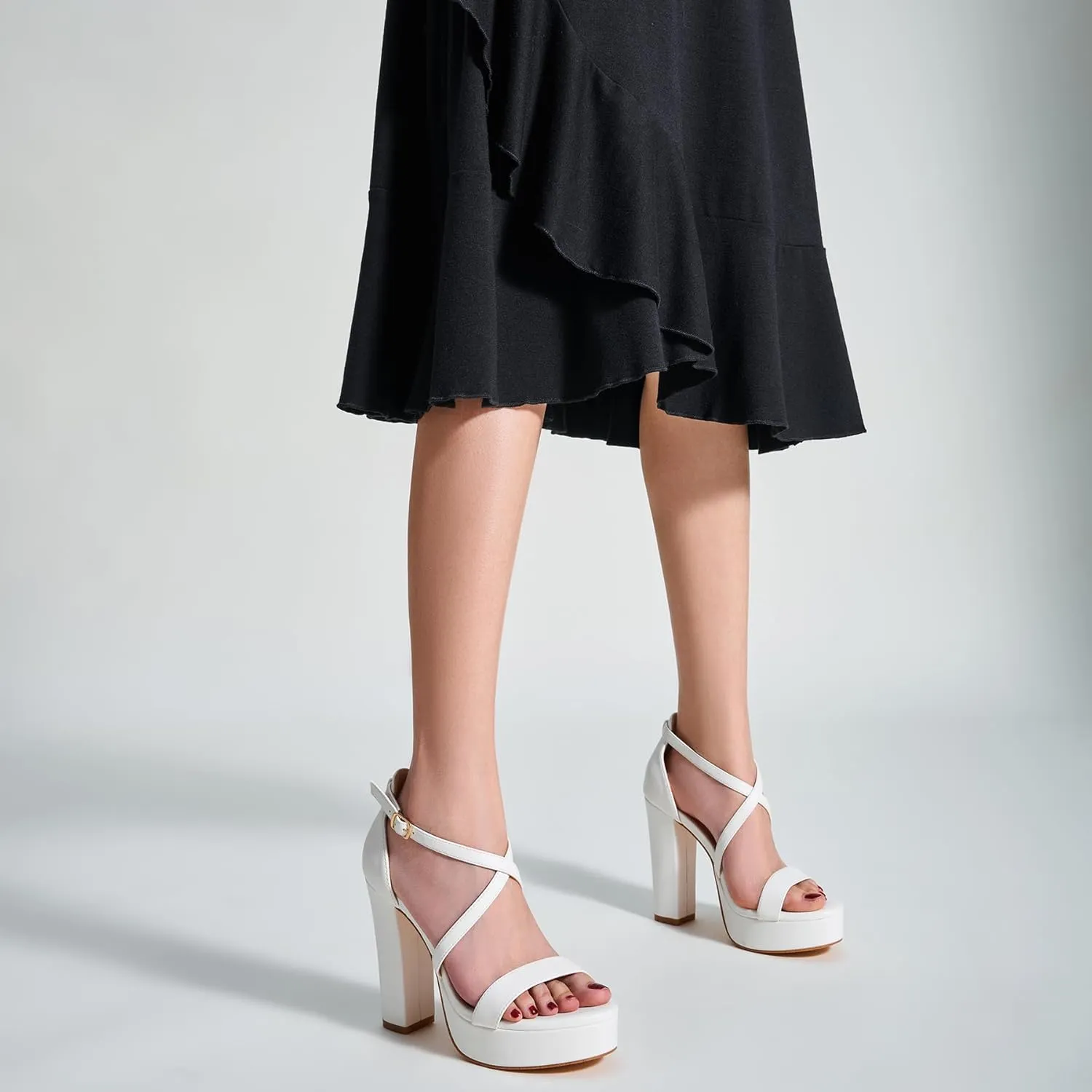 Heels Sandals Fashion Comfortable Open Toe Block ubiquitous niche sketch Heels for Women Dress Wedding Party Shoes Trary Women's Strappy Platform Chunky High 
