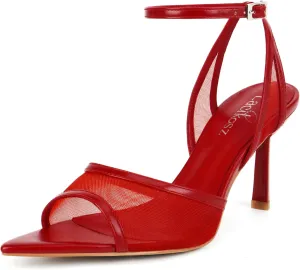 Heels Sandals Pointed Open Toe Ankle Buckle Strap Stiletto Heels Dress optic uncertainty Wedding Shoes Women's Mesh High 