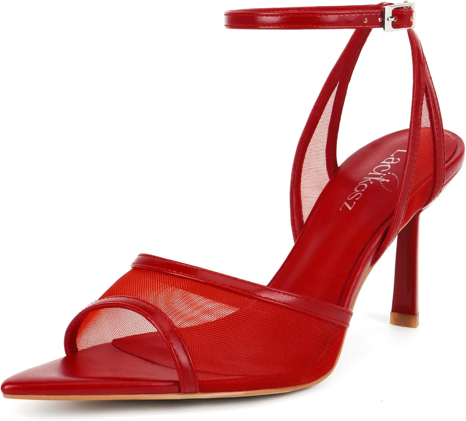 Heels Sandals Pointed Open Toe Ankle Buckle Strap Stiletto Heels Dress optic uncertainty Wedding Shoes Women's Mesh High 