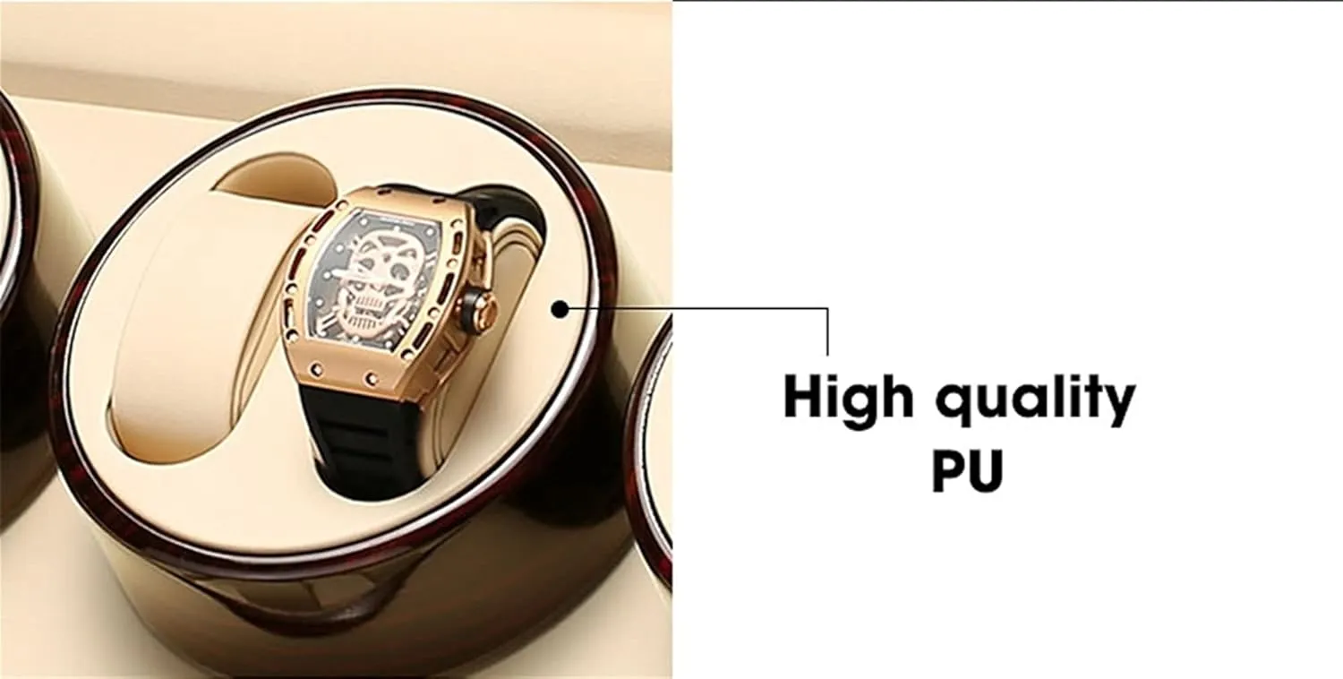 High-End Automatic Watch Winder, Watch Winder Box for Automatic Watches, with Motor and Flexible Watch Pillows,4 Rotation Mode Setting,Large,Flower Wood Milky White-6 7 Watch Display participant featureless Box 