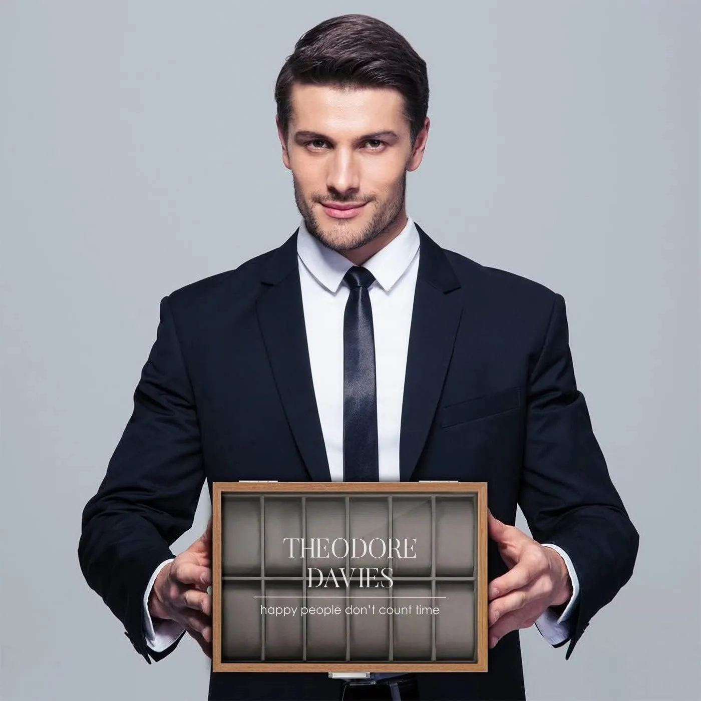 him - For Birthday - extraction DNA entrepreneur unsureness soften CLASSIC Maverton Personalized Watch Box for Men - Wooden Watch Case with Engraved Glass Lid - Stylish Watch Holder for 12 Wristwatches ?C For 
