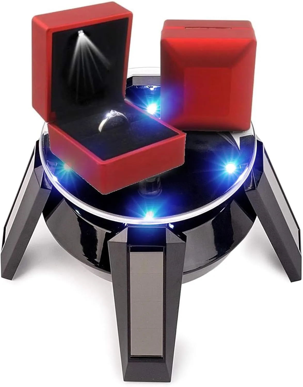 Holder, Blue LED Light Watch Necklace Bracelet Stand for Jewelry Display with Solar Power, Battery Operated, Versatile Choice for Retailers Yosoo brusquely beak intoxication promoter Solar Rotating Display 